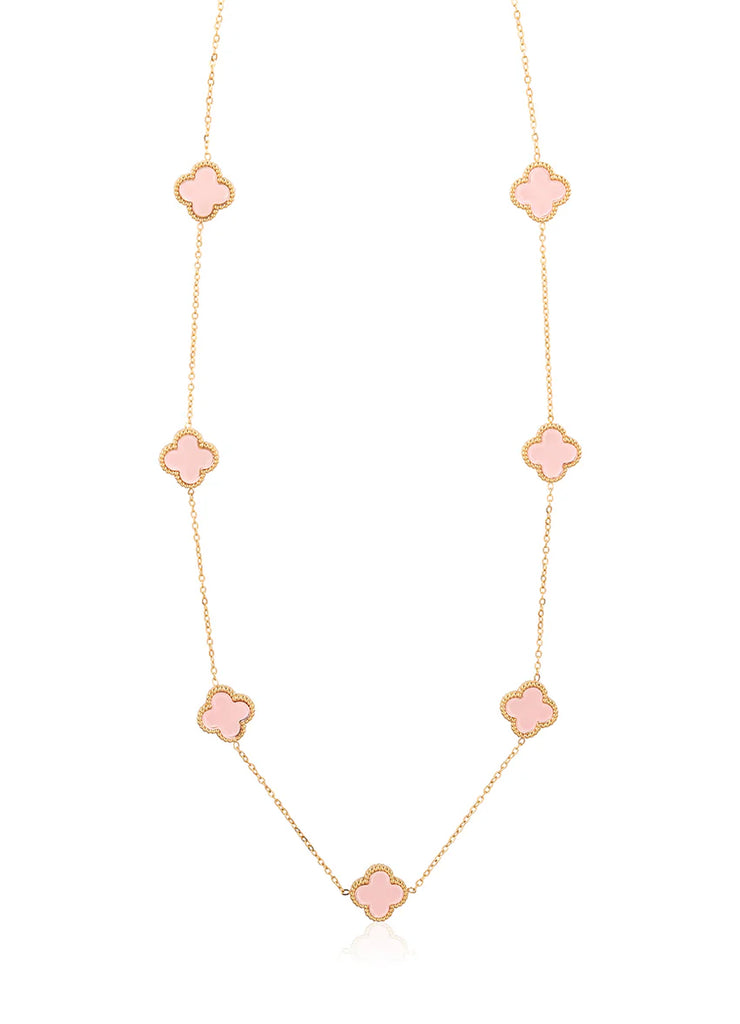 Clara Clover Necklace in Pink/Gold