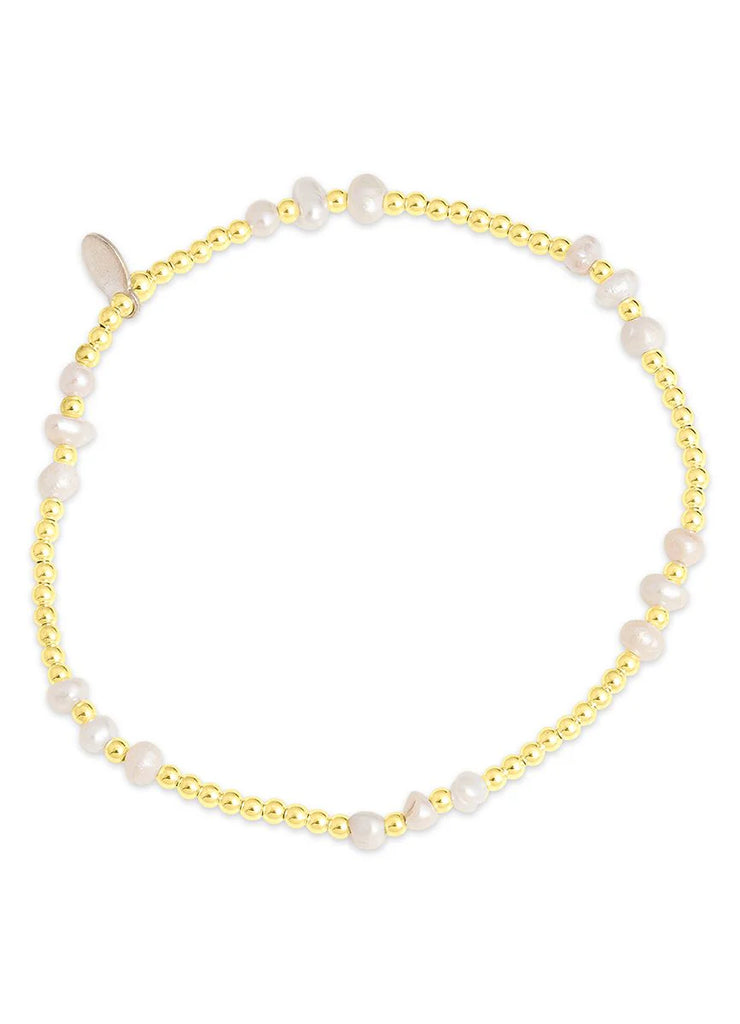 Three Pearl Beaded Bracelet in Gold