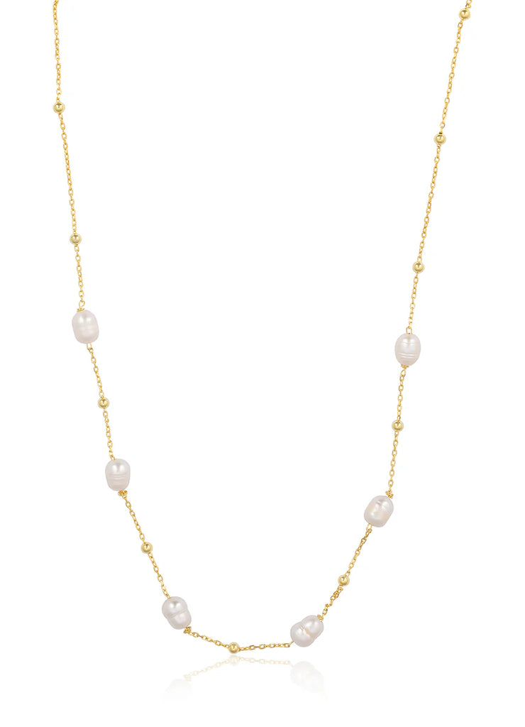 Pearly Chain Necklace in Gold