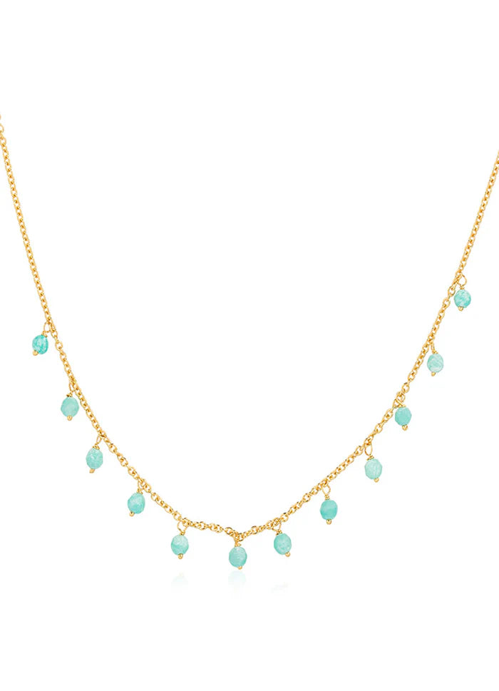 Selene Pearl Necklace in Gold and Green
