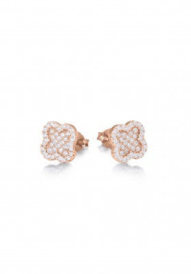 Clover Stud Earrings in Rose Gold
