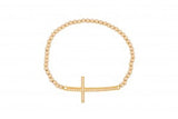 Big Cross on Beaded Bracelet in Gold