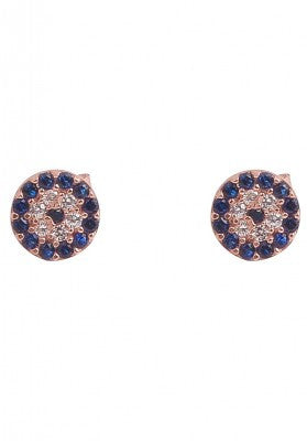 Evil Eye Earrings in Blue and Rose Gold