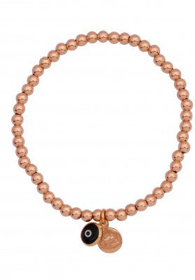 Eye Love Beaded Bracelet in Rose Gold with Pink Eye