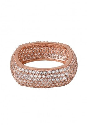 Square Cross Diamonte Ring in Rose Gold