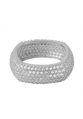 Square Cross Diamonte Ring in Sterling Silver