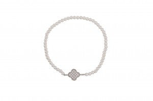 Sweet Cross Beaded Bracelet in Sterling Silver