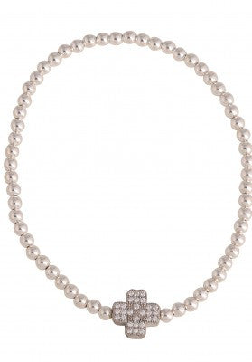 Cross My Heart Beaded Bracelet in Sterling Silver