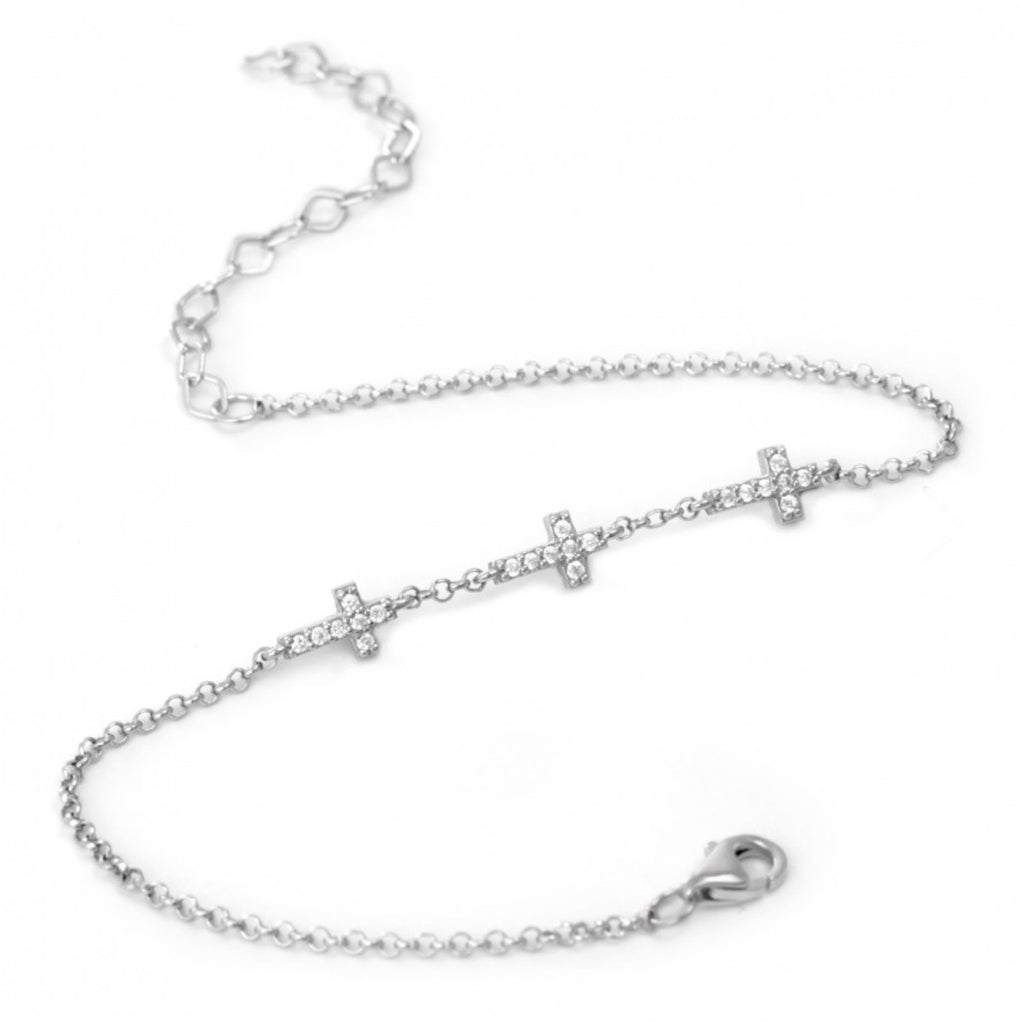 Mini Cross Charms Bracelet in Sterling Silver