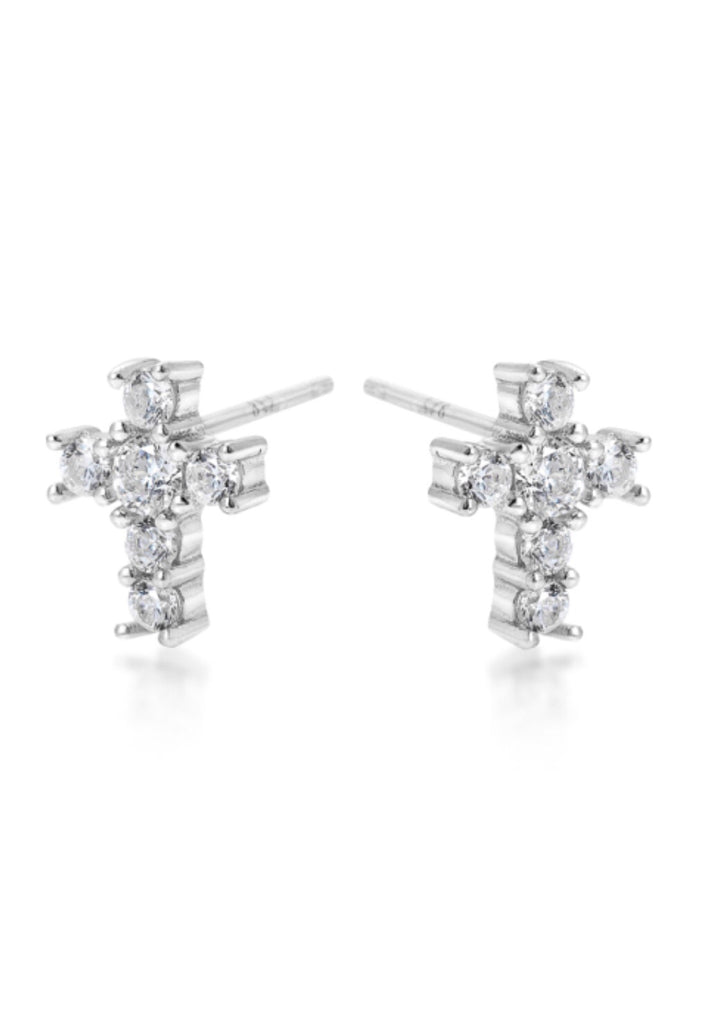 Cross Diamonte Earrings in Gold