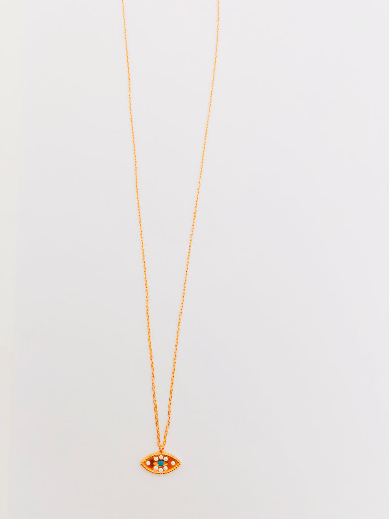 Sifnos Slant Eye Necklace in Sterling Silver