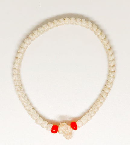 White Komboskini with Orange Beads