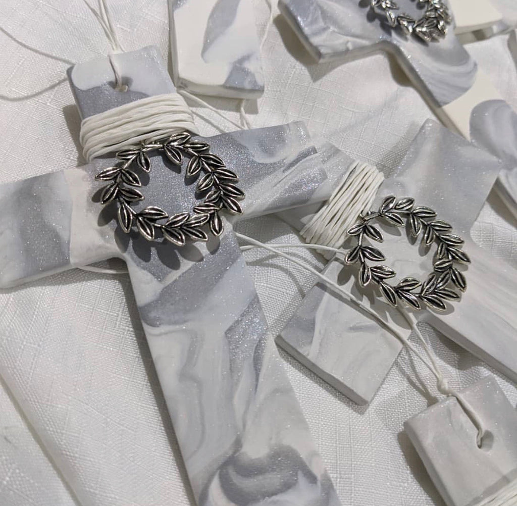 Stefana Luxe Marbled Silver Cross