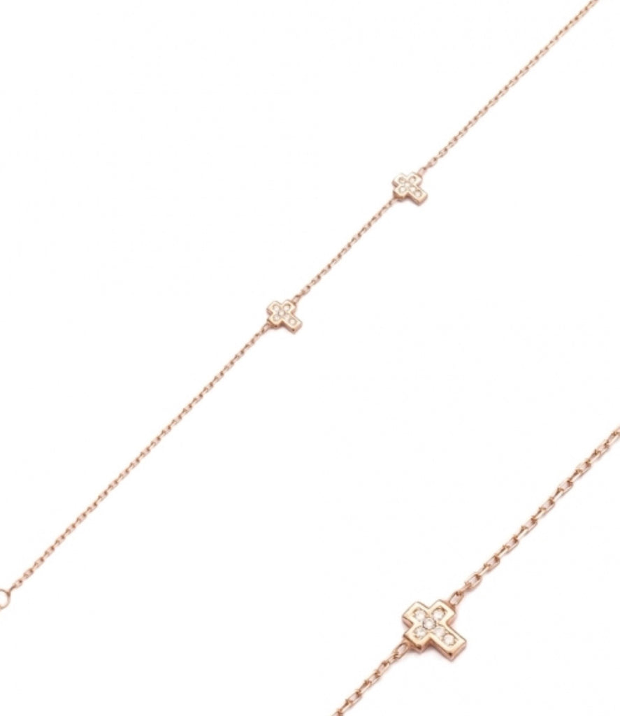 Two Cross Mini Bracelet in Rose Gold