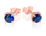 Blue Sapphire Stud Earrings in Rose Gold