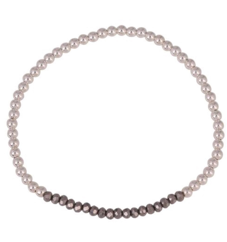 Crystal Grey Beaded Bracelet in Sterling Silver