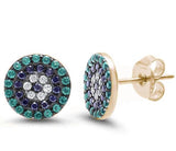 Emerald Green Evil Eye Earrings in Gold