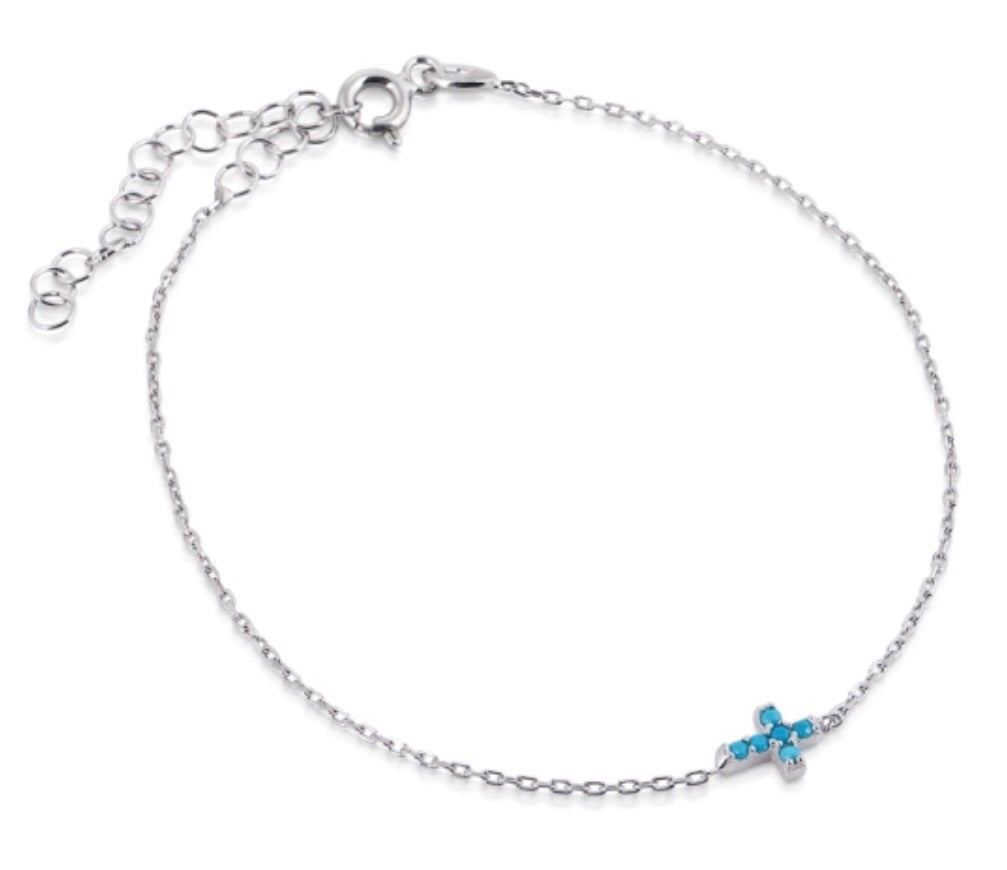 Mini Cross Turquoise Nano Bracelet in Rose Gold