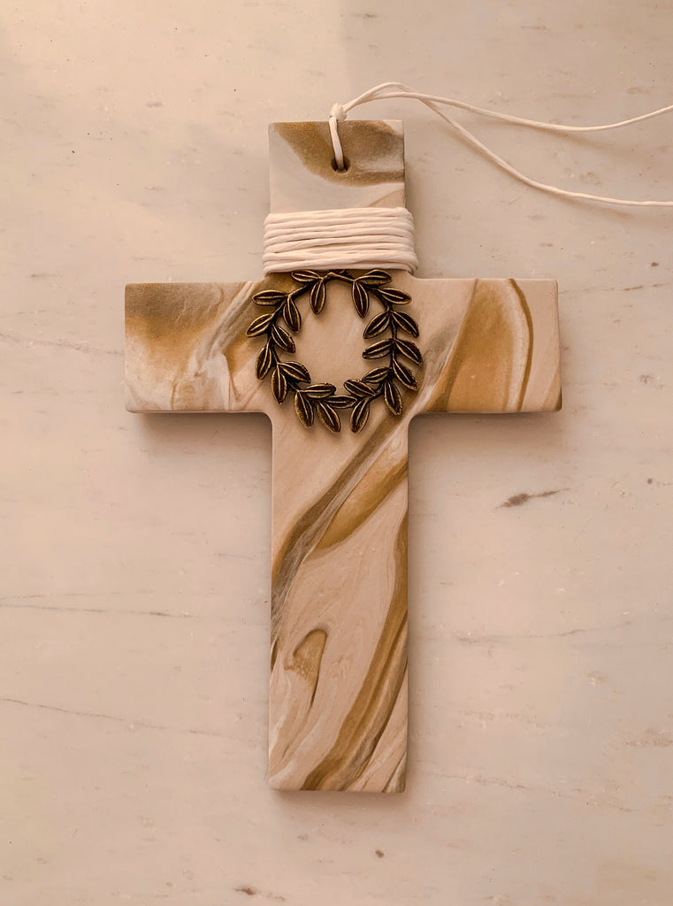 Stefana Luxe Marbled Gold Cross