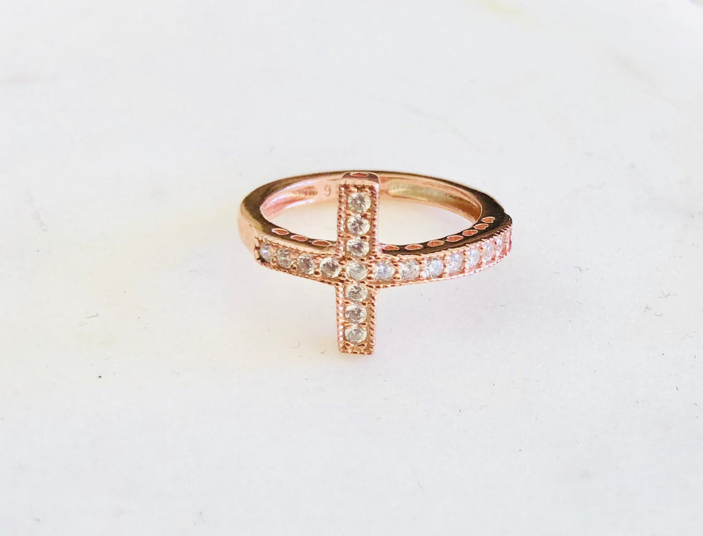 Cross Ring in Rose Gold & Black