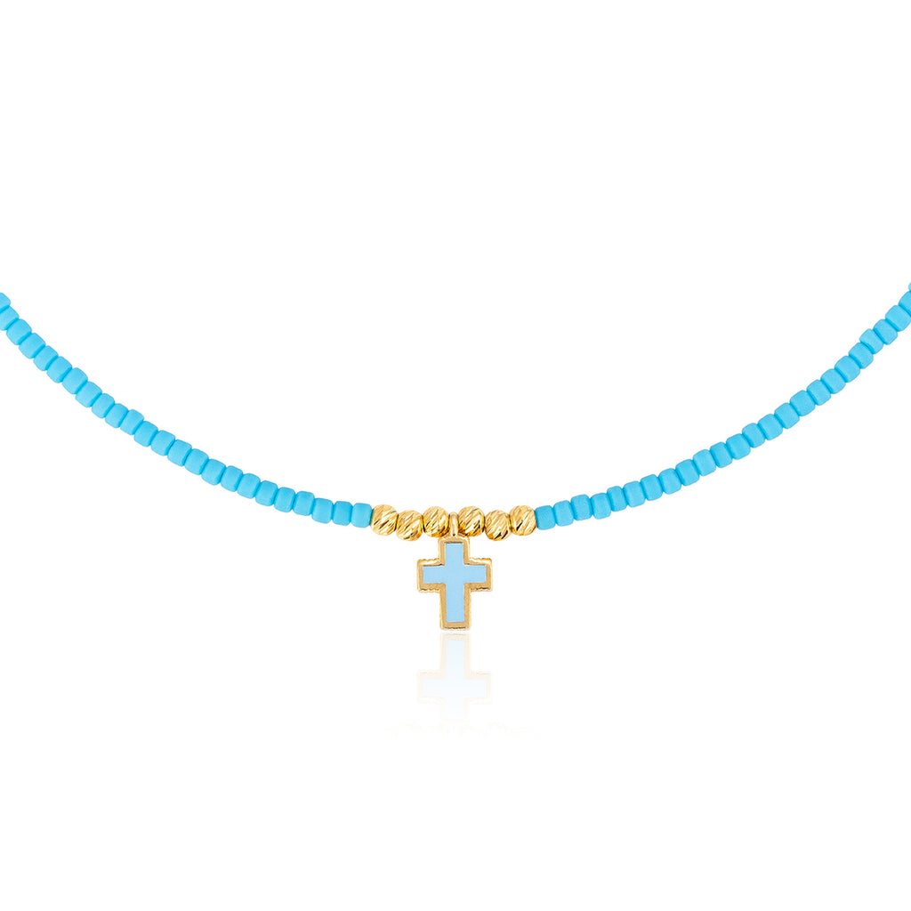 Mykonos Beaded Necklace with Turquoise Beads