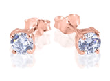 Clear Quartz Stud Earrings in Rose Gold