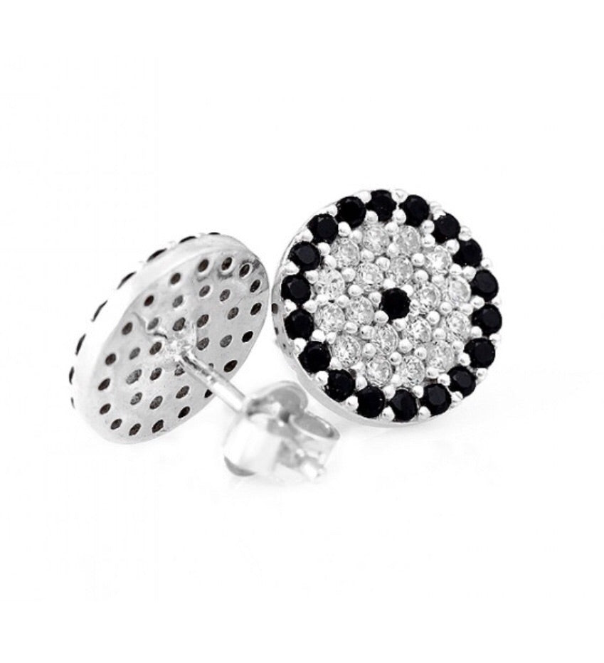 Evil Eye Earrings in Black (Large)
