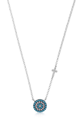 Big Eye and Cross Nano Necklace in Sterling Silver