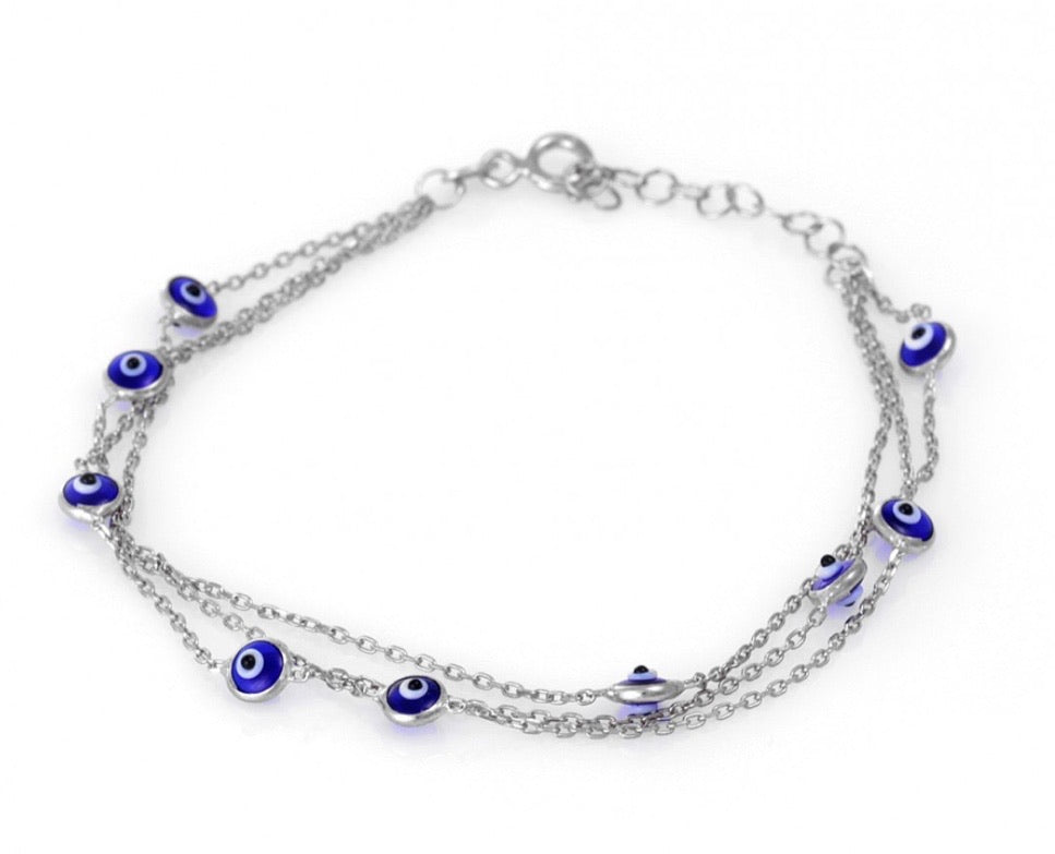 Looped Greek Mati Bracelet in Sterling Silver