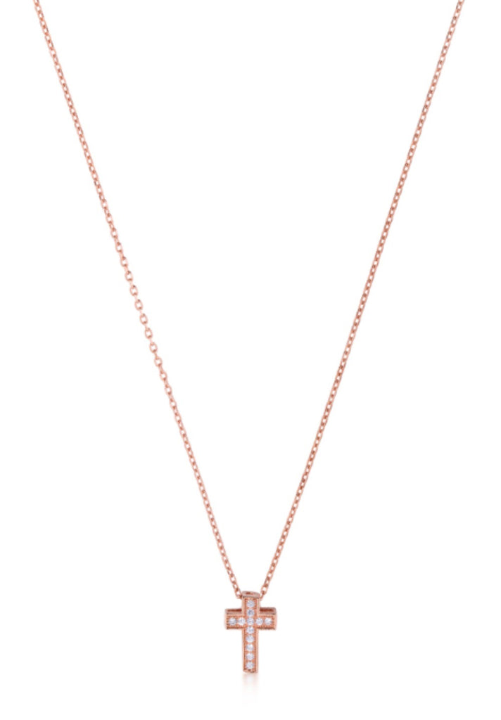 Mini Block Cross in Rose Gold