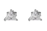 Diamonte Triangle 6mm Stud Earrings in Sterling Silver