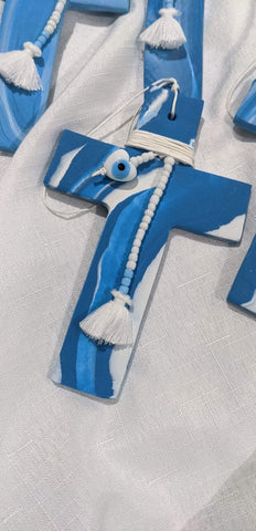 ‘Plethora’ Blue and White Marbled Cross