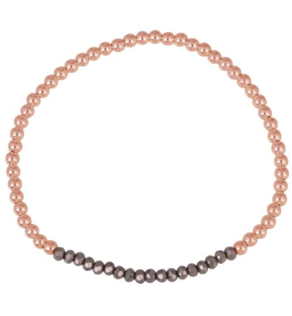 Crystal Grey Beaded Bracelet in Rose Gold