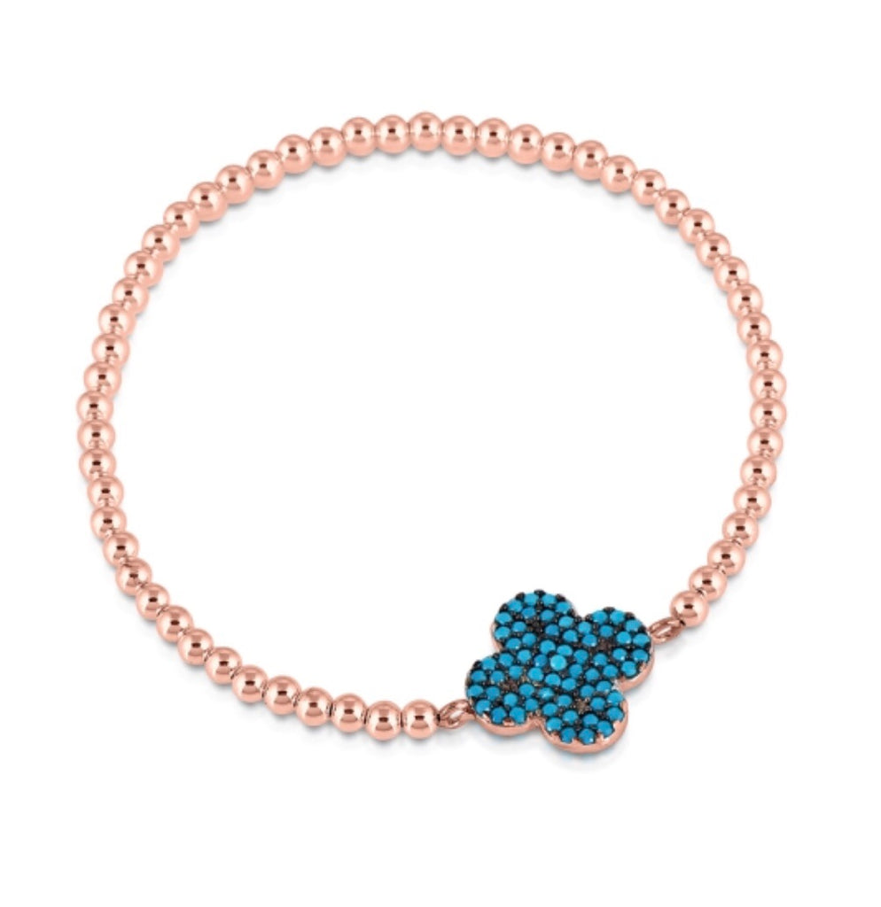 Large Clover Nano Beaded Bracelet in Rose Gold