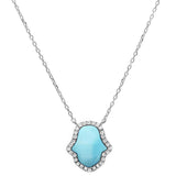 Hamsa Larimar Necklace in Silver