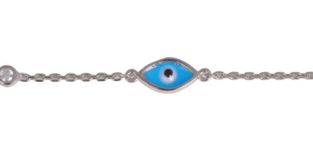 Blue Eye and Diamonte Bracelet in Rose Gold
