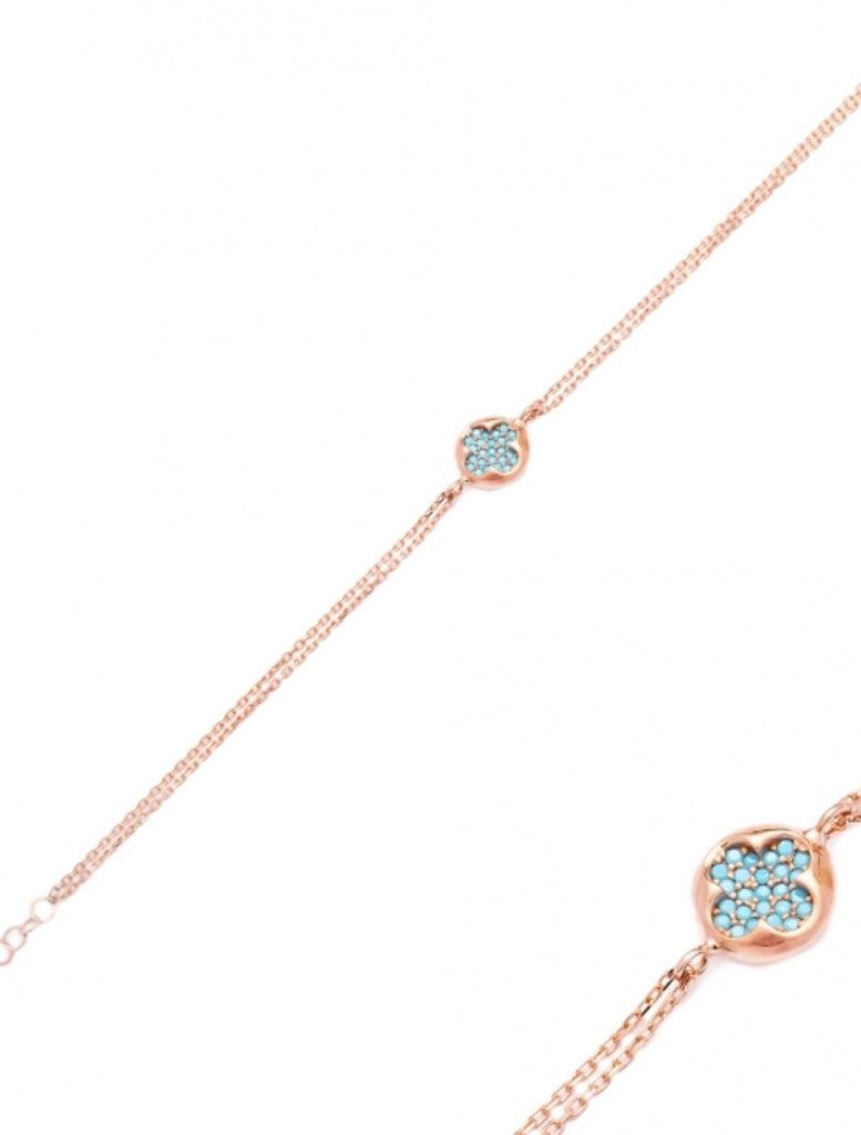 Clover Blue Bracelet in Rose Gold