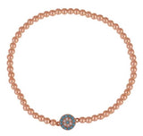 Small Light Blue Eye Beaded Bracelet in Rose Gold