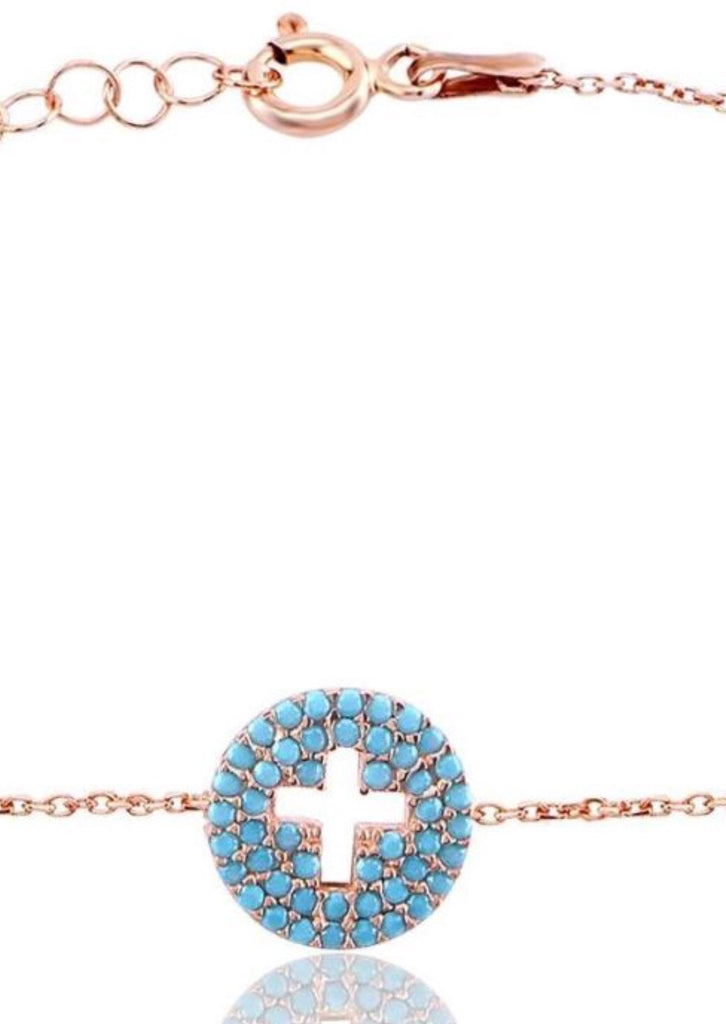 Mini Nano Cut Out Cross Bracelet in Rose Gold