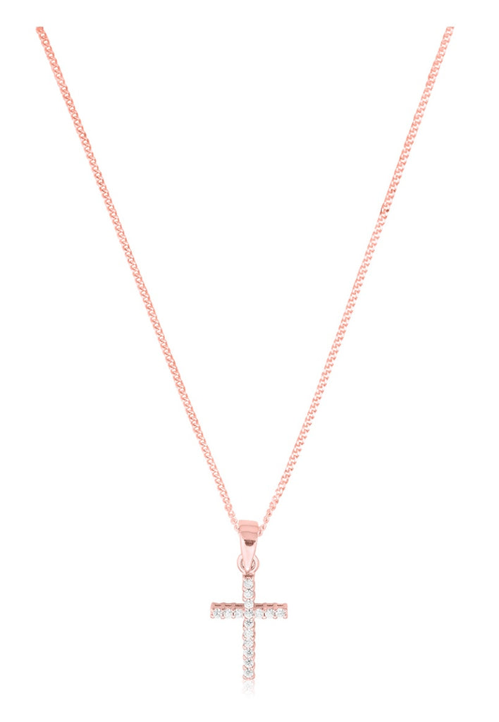 Luann Delicate Cross Necklace in Rose Gold