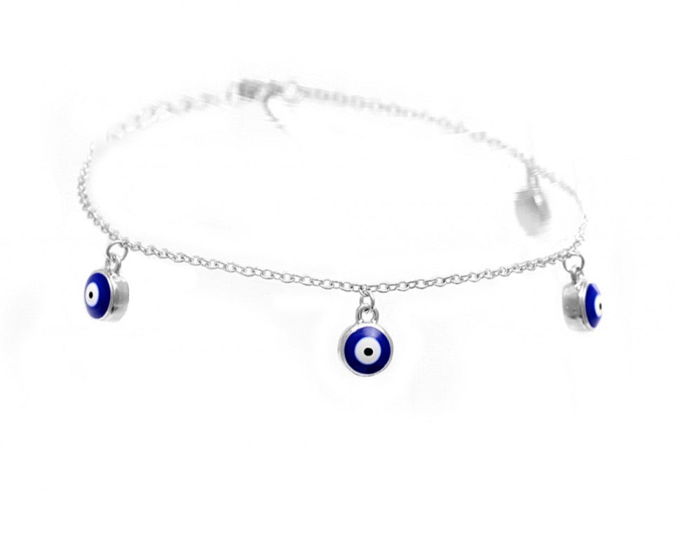 Evil Eye Charm Bracelet in Sterling Silver