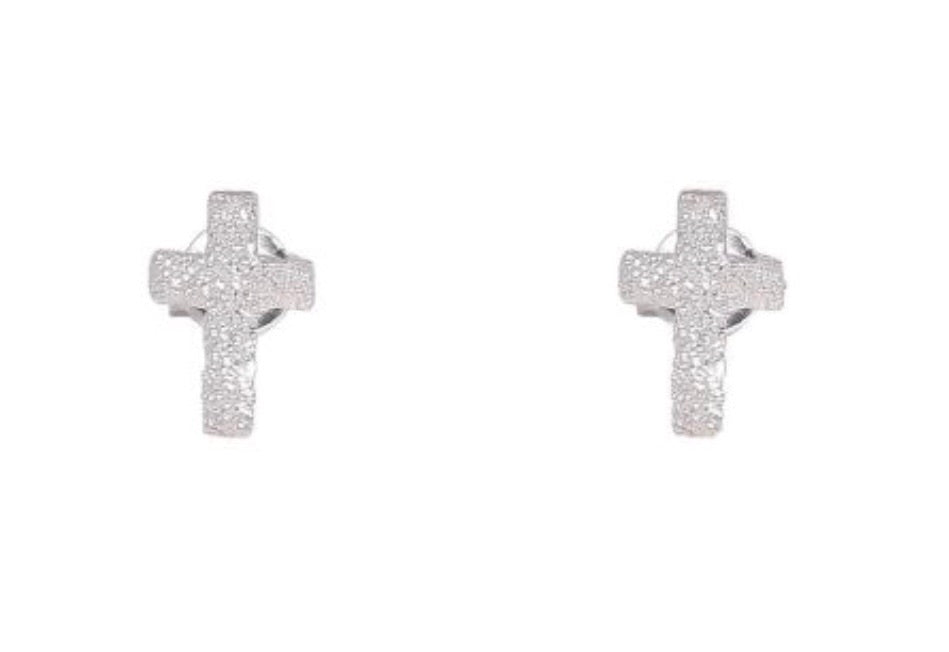 Mini Cross Earrings in Rose Gold