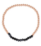 Crystal Blue Beaded Bracelet in Rose Gold