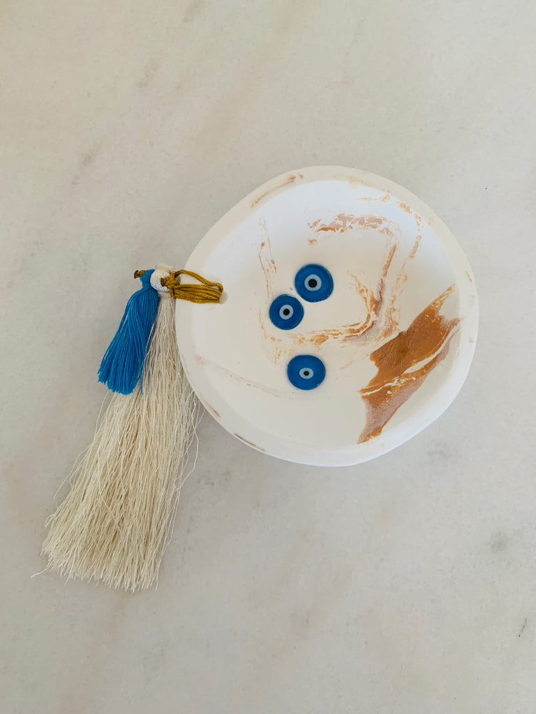 Marbled Jewellery Dish with Turquoise Embellishments