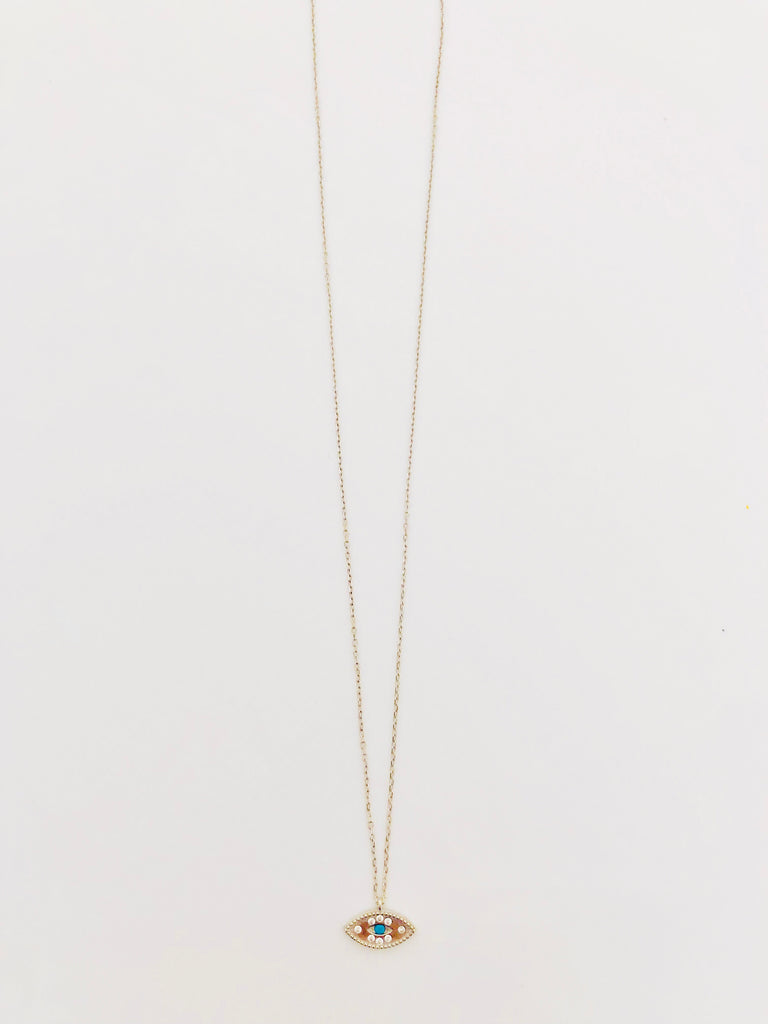 Sifnos Slant Eye Necklace in Sterling Silver