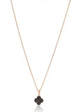 Black Diamond Clover Necklace in Rose Gold