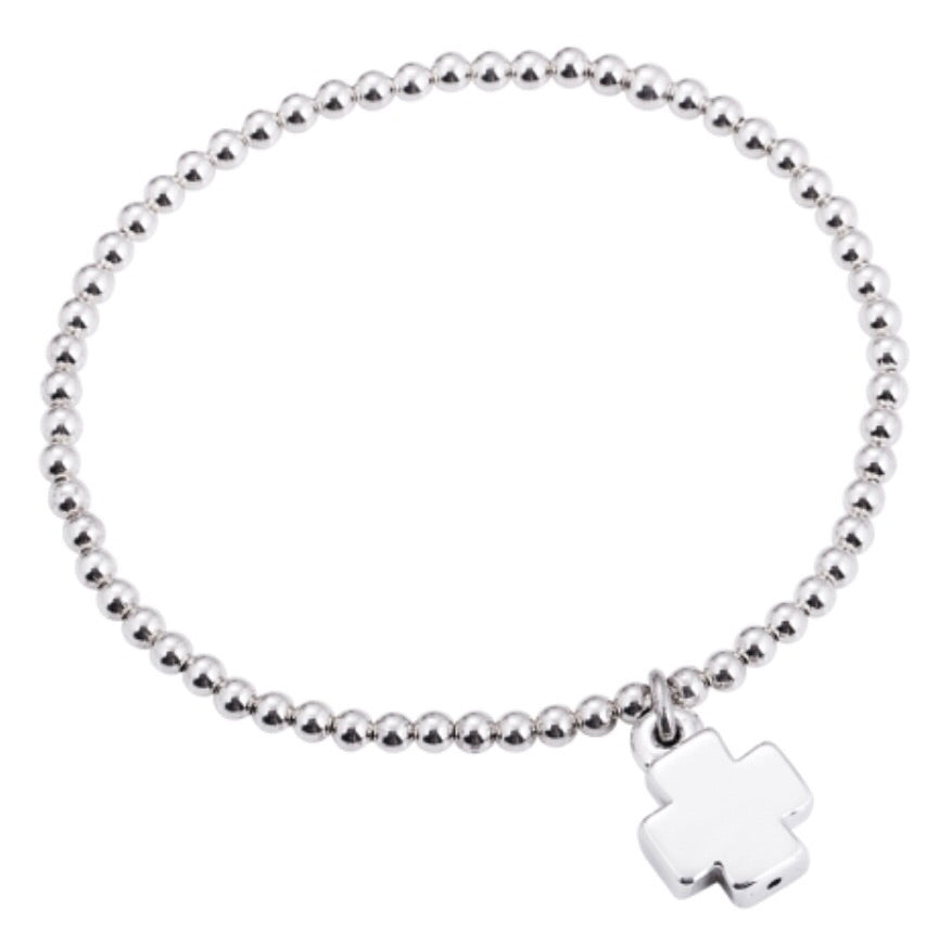 Chunky Cross Beaded Bracelet in Sterling Silver