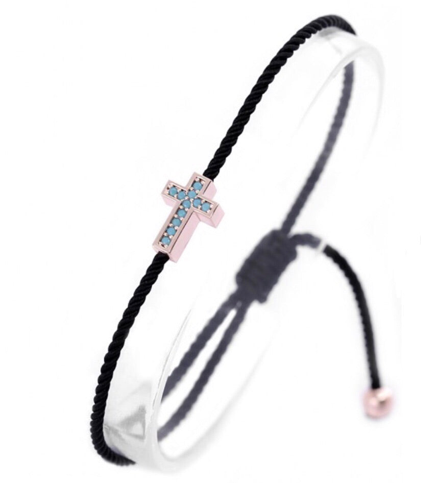Cross Cord Bracelet with Nano Stones