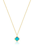 Mini Opalite Clover Necklace in Blue/Gold