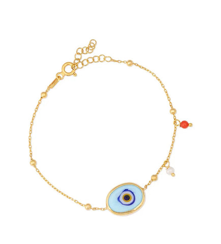 Rhea Bracelet in Light blue/Gold